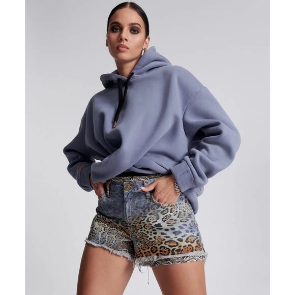 One Teaspoon Pants - One Teaspoon-NWT-Bandits Mid Waist Relaxed Denim Shorts -Leoparty Sz:23 Ret$140